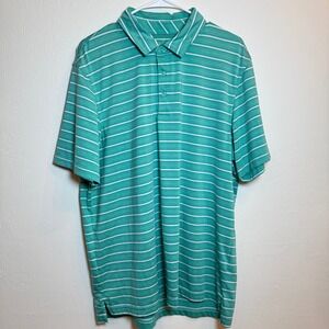 Vineyard Vines Mens L Polo Shirt Striped Golf‎ Casual Green White